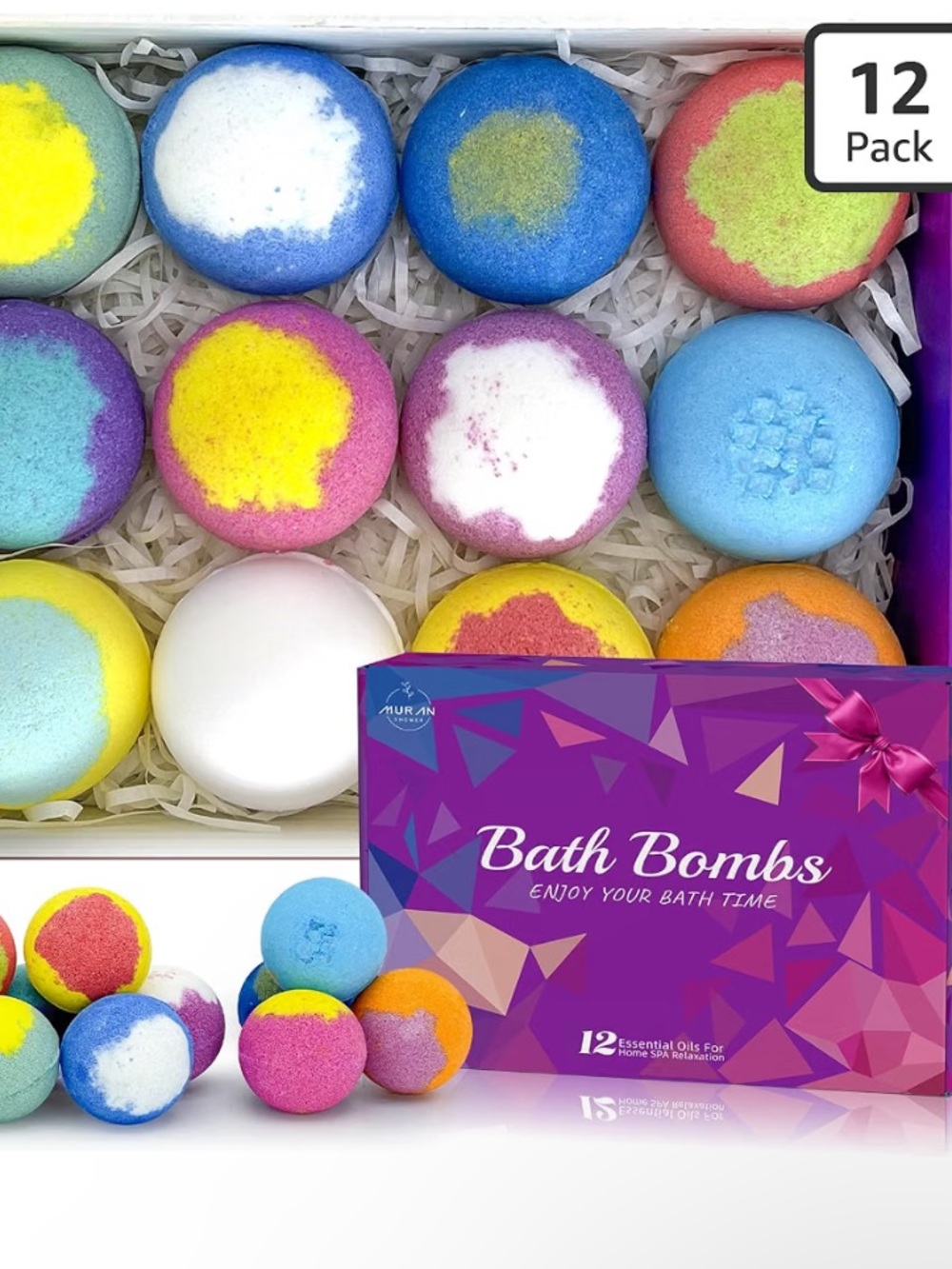 Bath Bombs for Women Gift Set 12 Pack Natural Relaxing Bath Bombs for Her - Picture 15 of 15